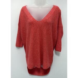 Express Sweater Shirt Tunic Sweater Top Pullover Women's S Cotton Red 3/4 Sleeve